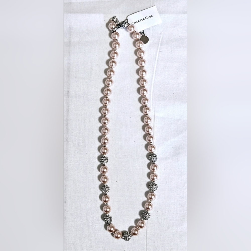 Charter Club Blush and Silver Beaded Necklace